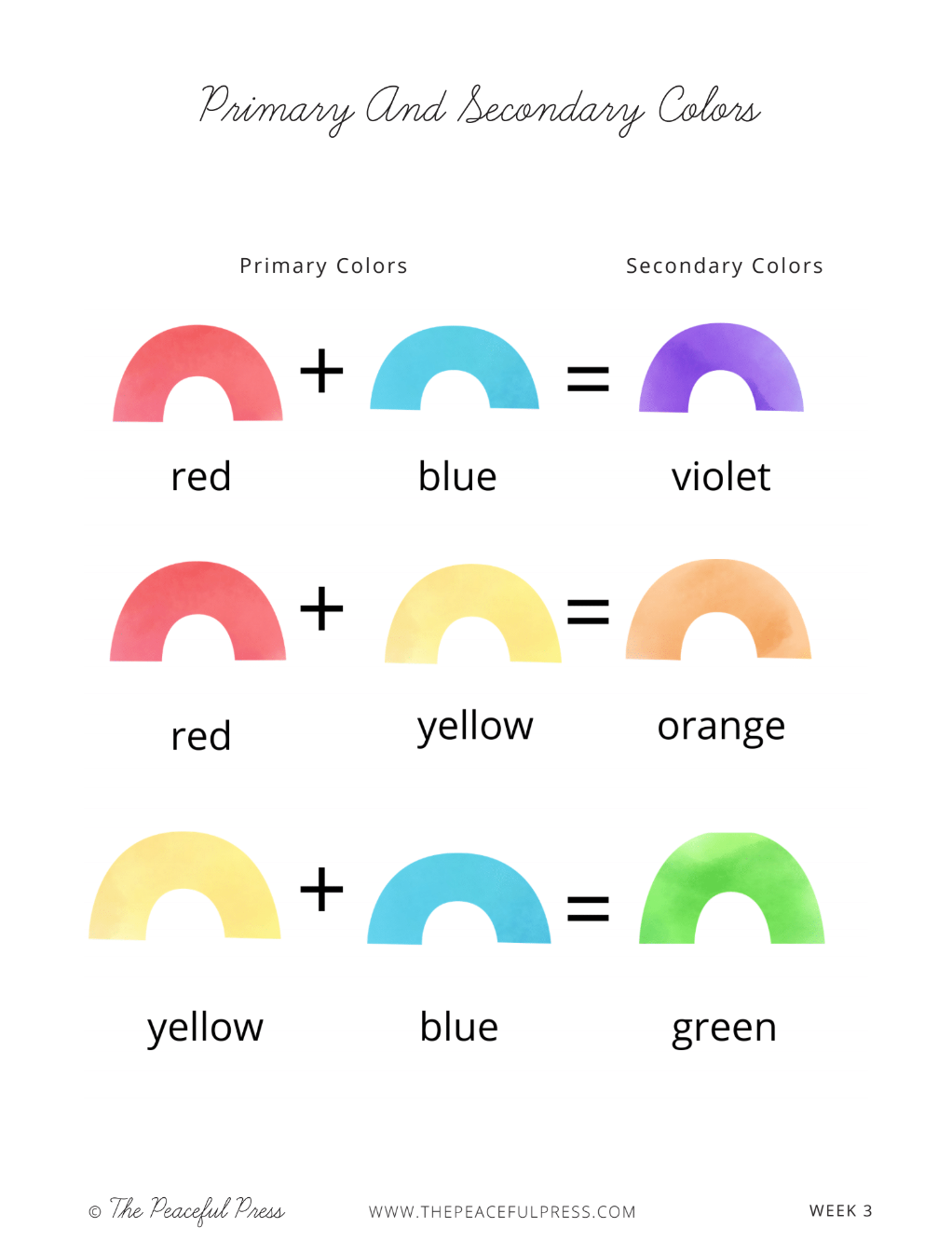 Homeschool sample sheet, primary and secondary colors.