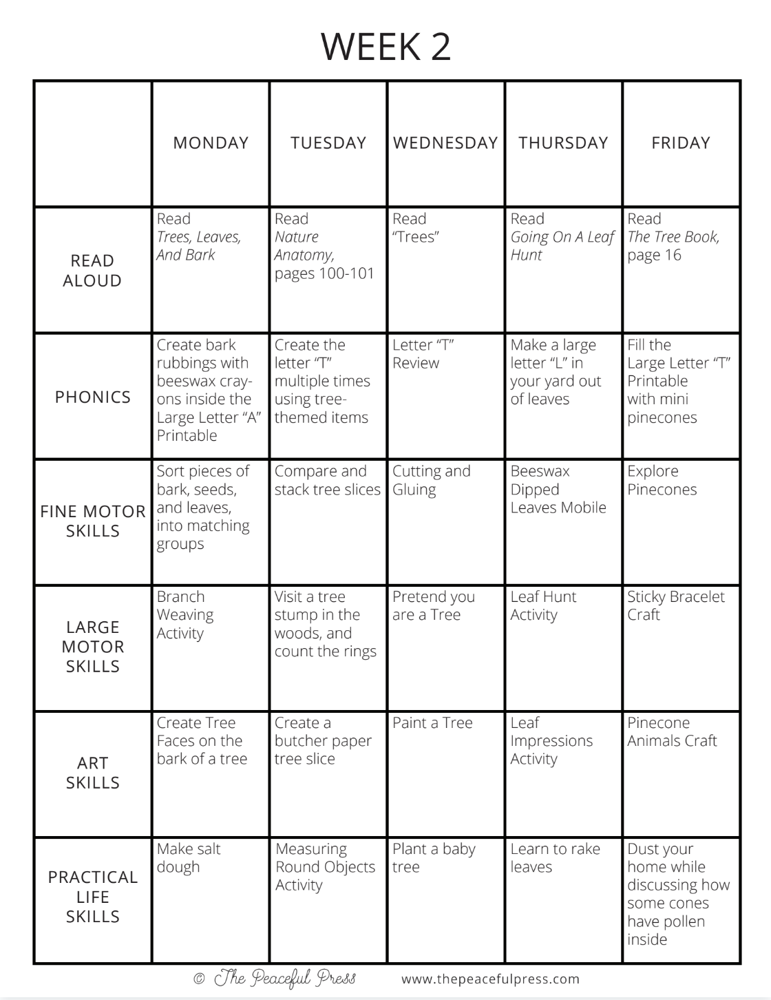 A sample of a weekly schedule homeschool schedule for homeschoolers.